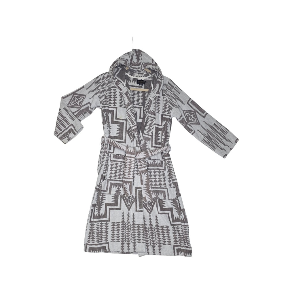 Pendleton Harding Hooded Spa Robe Grey Brown XL-XXL Cotton Terry Velour Belted